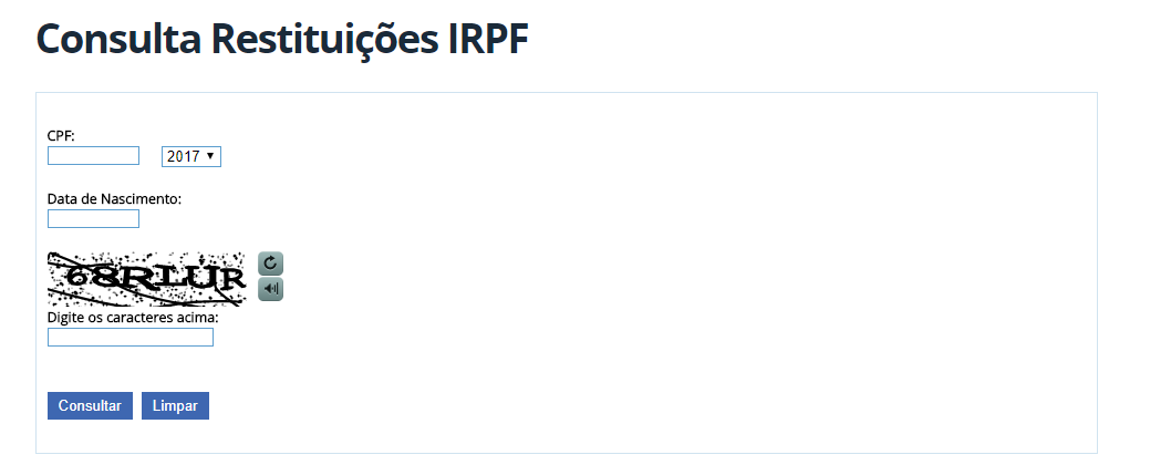 consulta restituição IRPF